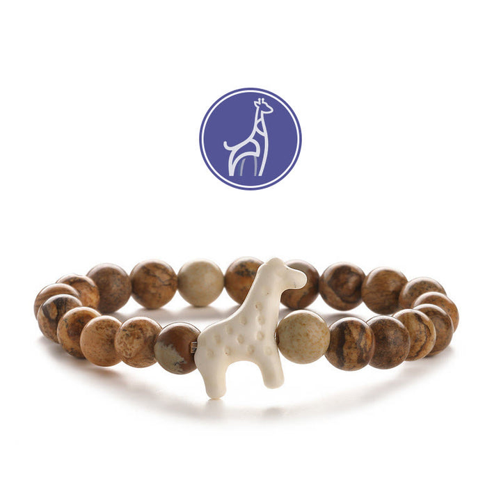 Bracelet de pierres précieuses de croissance de girafe Olivenorma - Girafe blanche - Photo Jasper - image 13