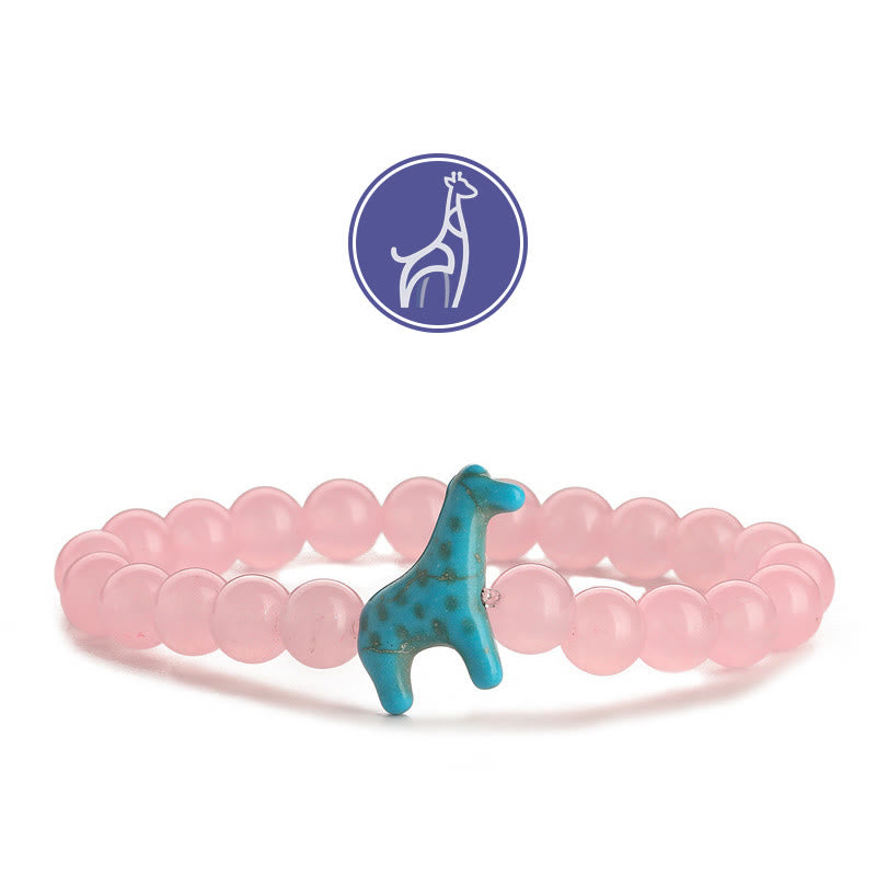 Bracelet de pierres précieuses de croissance de girafe Olivenorma - Girafe bleue - Quartz rose - image 12
