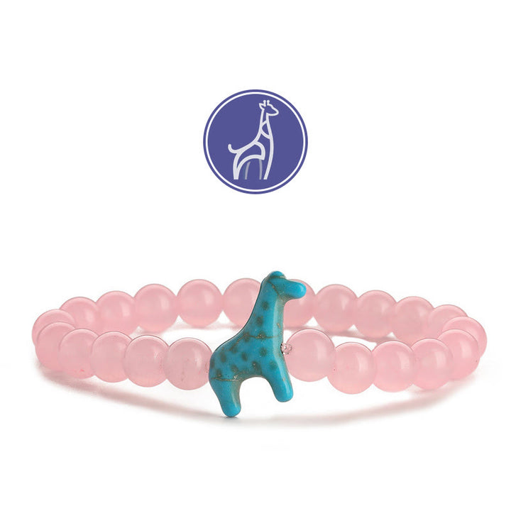 Bracelet de pierres précieuses de croissance de girafe Olivenorma - Girafe bleue - Quartz rose - image 12
