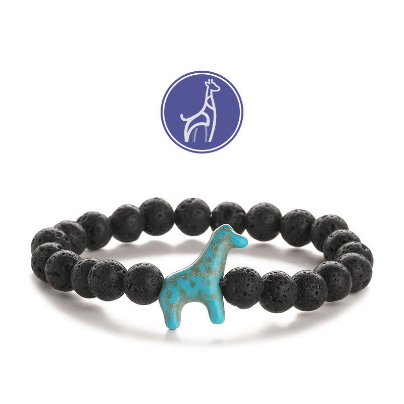 Bracelet de pierres précieuses de croissance de girafe Olivenorma - Girafe bleue - Pierre de lave - image 4