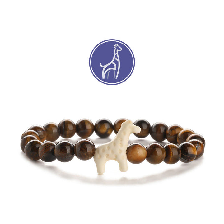 Bracelet de pierres précieuses de croissance de girafe Olivenorma - Girafe blanche - Œil de tigre - image 19