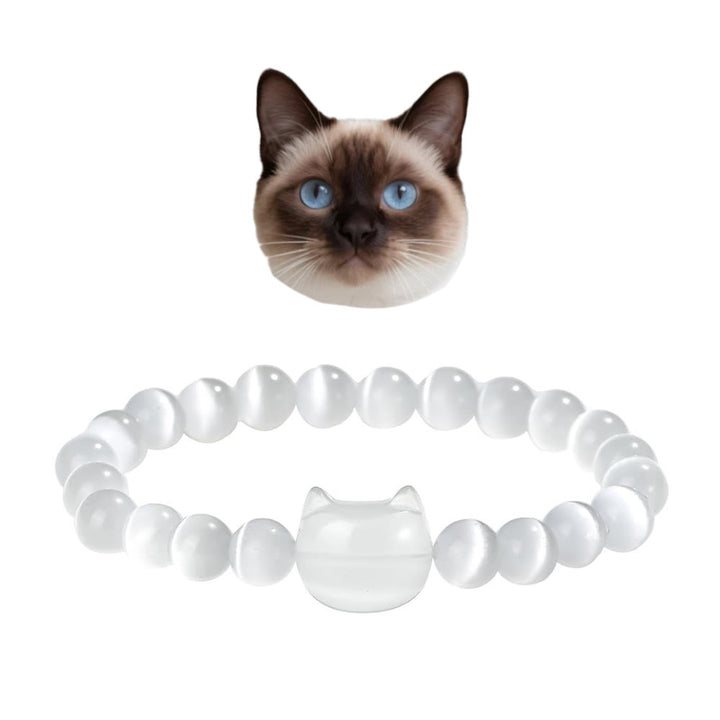 Bracelet à breloques en cristal Mystic Meow Olivenorma - Pierre Œil de Chat Blanc - image 12