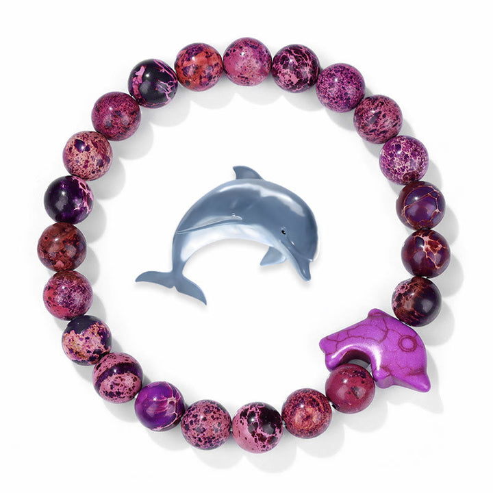 Bracelet turquoise Olivenorma Dolphin Ocean Guardian - Pierre de l'Empereur Violet - image 6