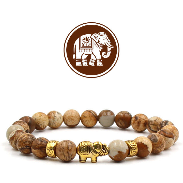 Bracelet de pierres précieuses porte-bonheur Olivenorma Elephant - Photo Jasper - image 6