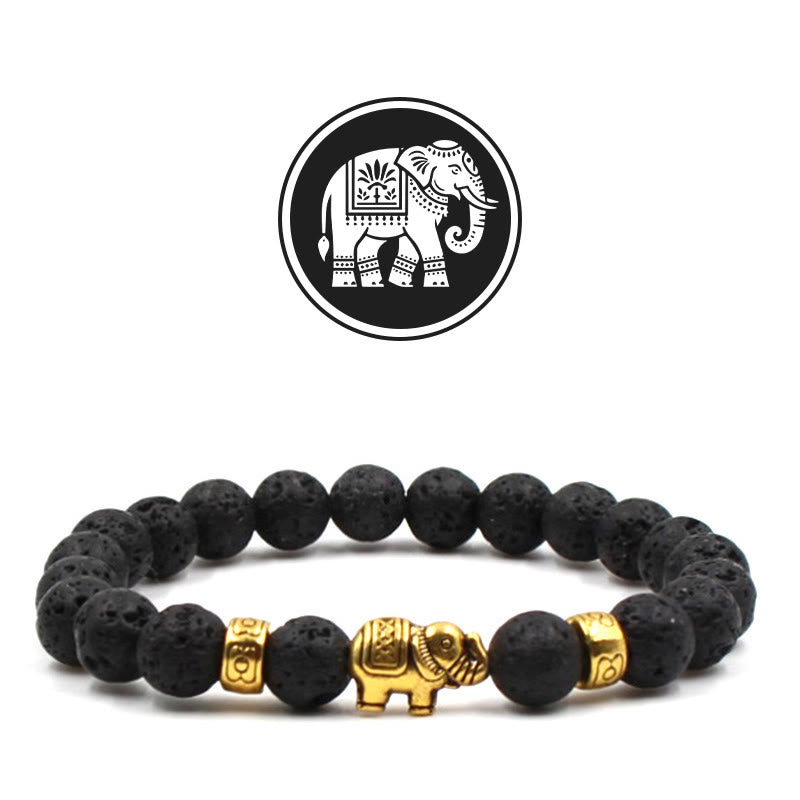 Bracelet de pierres précieuses porte-bonheur Olivenorma Elephant - Pierre de lave - image 3