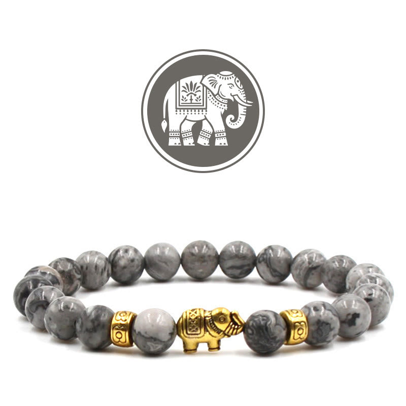 Bracelet de pierres précieuses porte-bonheur Olivenorma Elephant - Jaspe gris - image 4