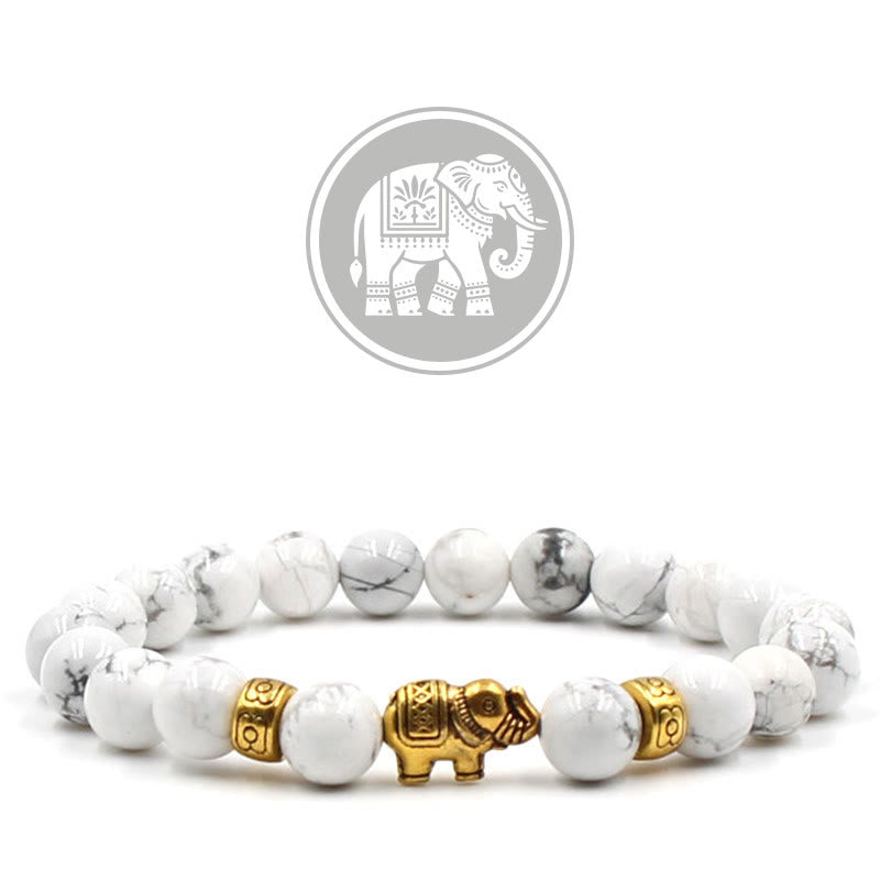 Bracelet de pierres précieuses porte-bonheur Olivenorma Elephant - Turquoise blanche - image 5