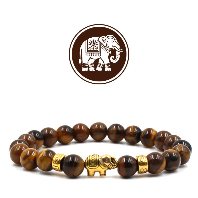 Bracelet de pierres précieuses porte-bonheur Olivenorma Elephant - Œil de tigre - image 1