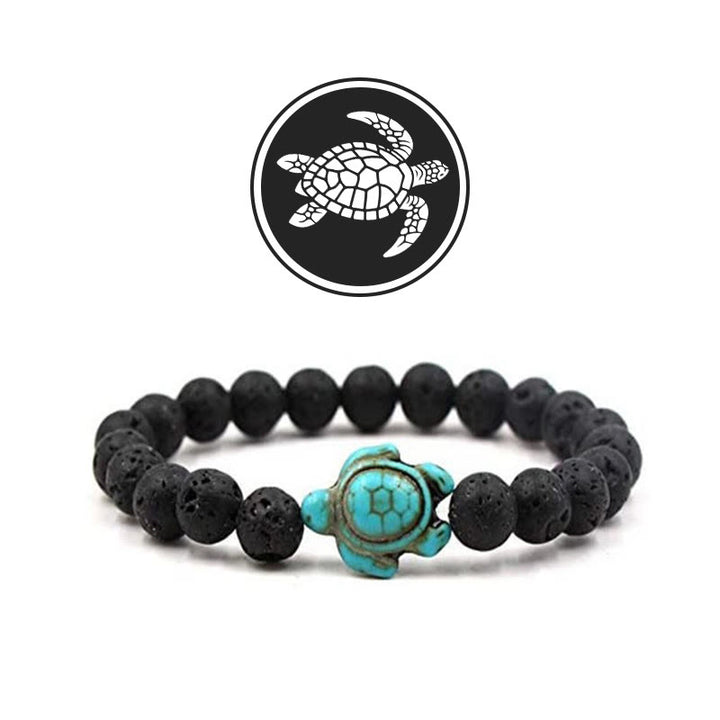 Bracelet de pierres précieuses amulette de bénédiction de tortue Olivenorma - Pierre de lave - image 7