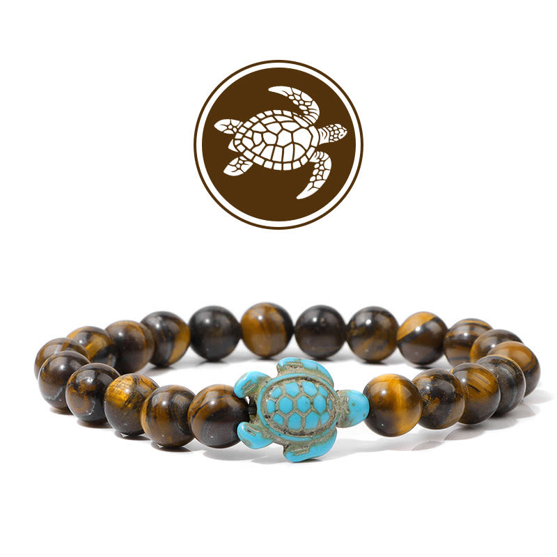 Bracelet de pierres précieuses amulette de bénédiction de tortue Olivenorma - Œil de tigre - image 8