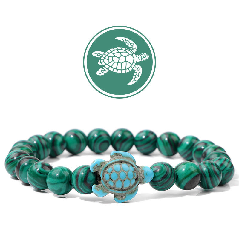 Bracelet de pierres précieuses amulette de bénédiction de tortue Olivenorma - Malachite - image 11