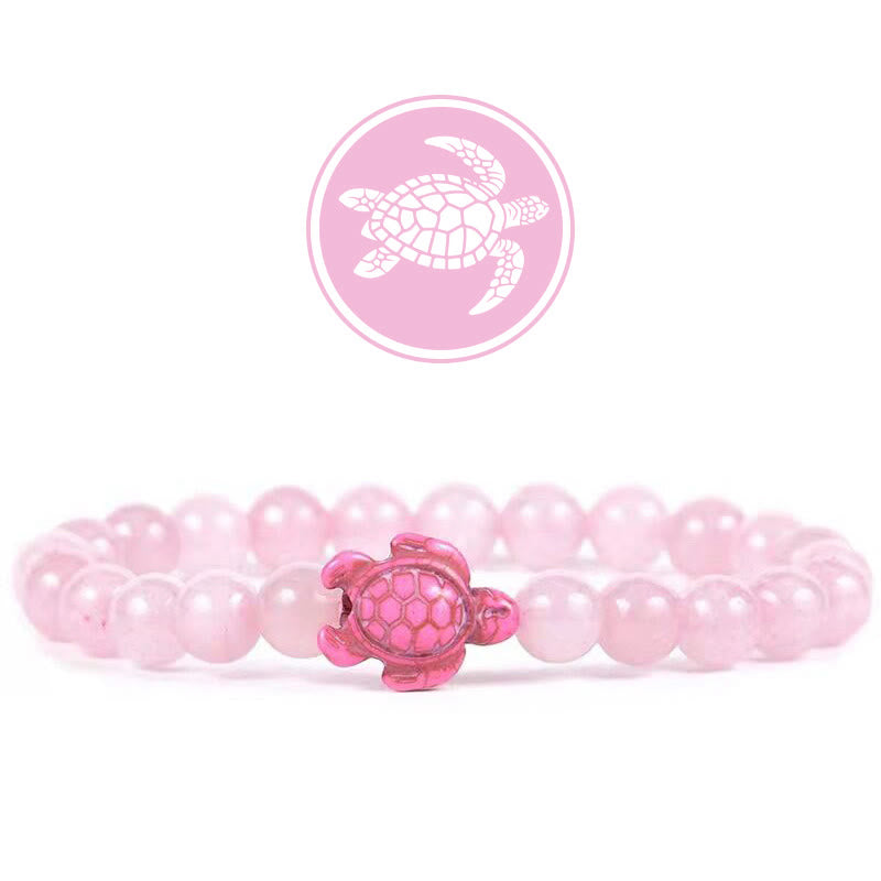 Bracelet de pierres précieuses amulette de bénédiction de tortue Olivenorma - Quartz rose - image 5