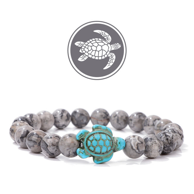 Bracelet de pierres précieuses amulette de bénédiction de tortue Olivenorma - Jaspe gris - image 16