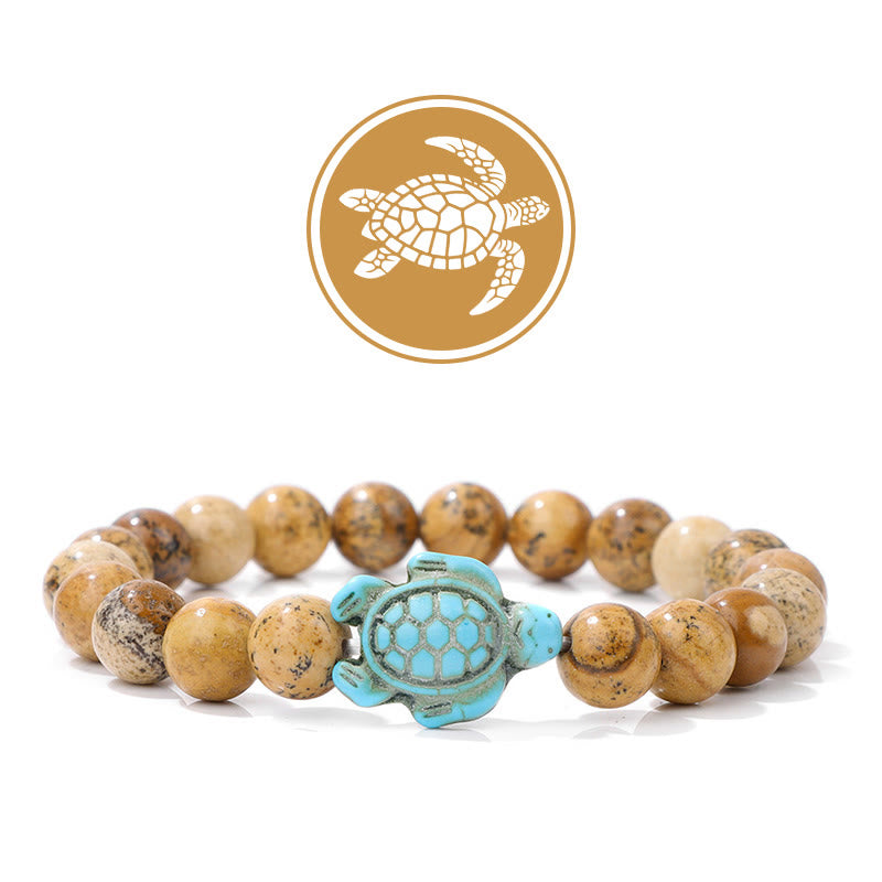 Bracelet de pierres précieuses amulette de bénédiction de tortue Olivenorma - Photo Jasper - image 17