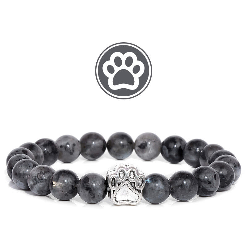 Bracelet Olivenorma en pierres précieuses avec patte de bénédiction et fourrure - Labradorite - image 5