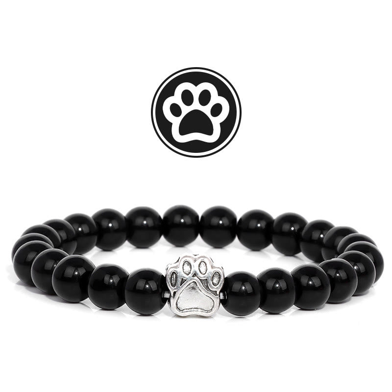 Bracelet Olivenorma en pierres précieuses avec patte de bénédiction et fourrure - Obsidienne - image 10