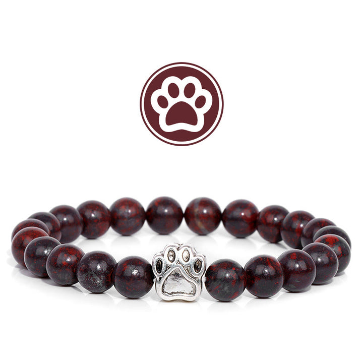 Bracelet Olivenorma en pierres précieuses avec patte de bénédiction et fourrure - Grenat - image 11