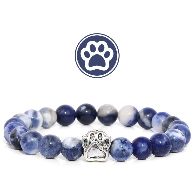 Bracelet Olivenorma en pierres précieuses avec patte de bénédiction et fourrure - Sodalite bleue - image 7