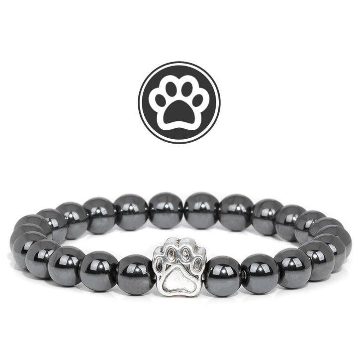 Bracelet Olivenorma en pierres précieuses avec patte de bénédiction et fourrure - Hématite - image 6