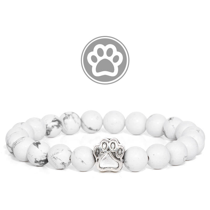 Bracelet Olivenorma en pierres précieuses avec patte de bénédiction et fourrure - Howlite - image 2