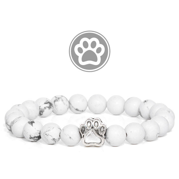 Bracelet Olivenorma en pierres précieuses avec patte de bénédiction et fourrure - Howlite - image 2