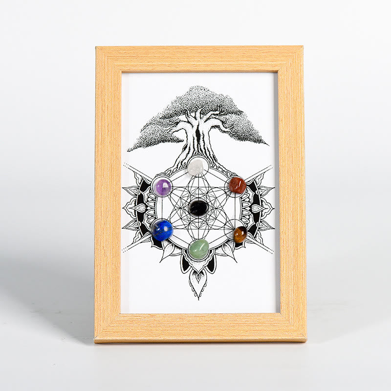 Cadre photo décoratif avec motif arbre de vie et chakra Olivenorma 
