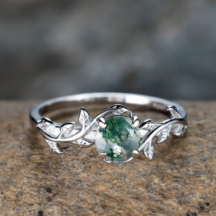Olivenorma « Rêve d'Élodée » - Bague en agate mousse cuivrée - Argent S925 - US 11 - image 0