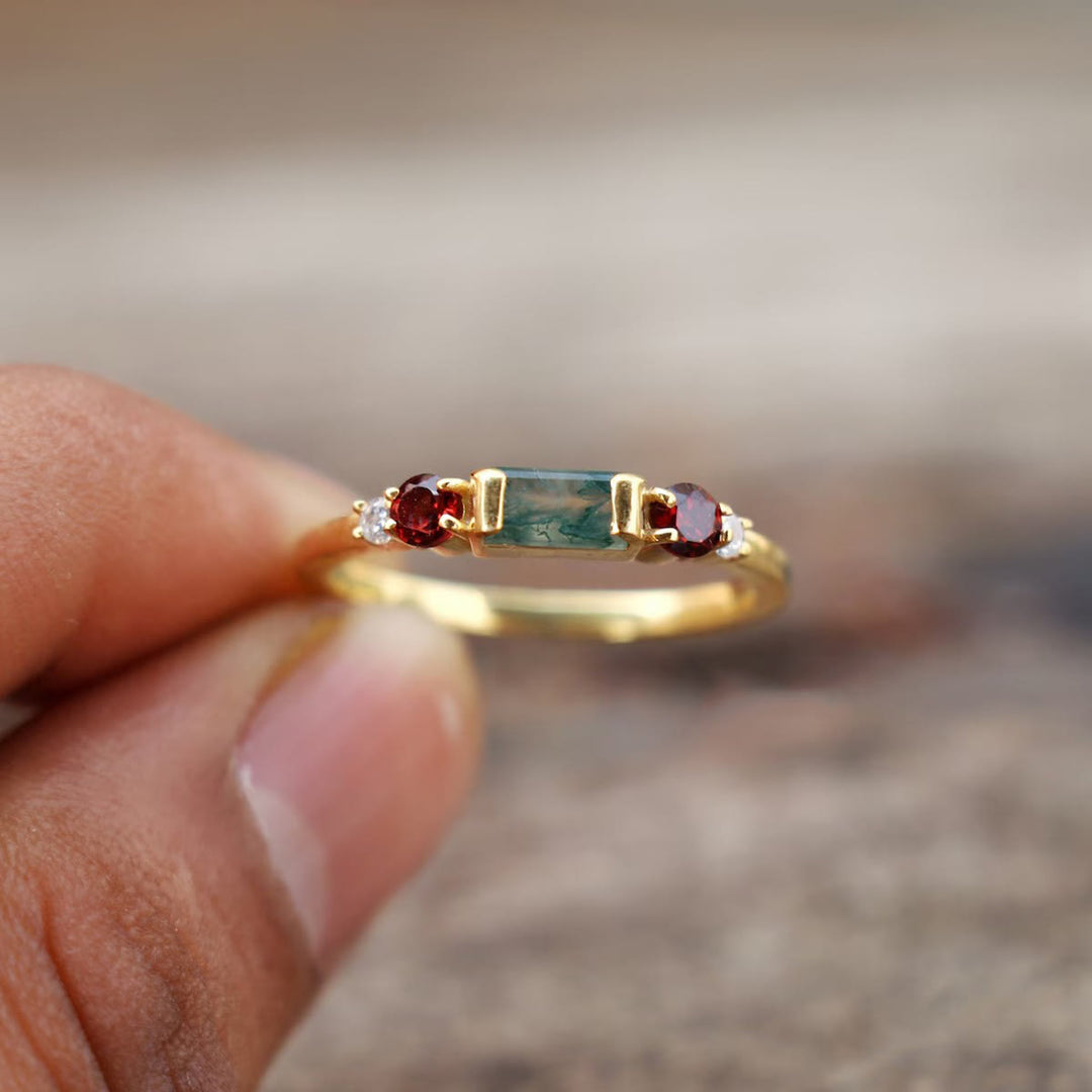 Olivenorma La Bague Symétrie Agate Mousse Rubis - image 3