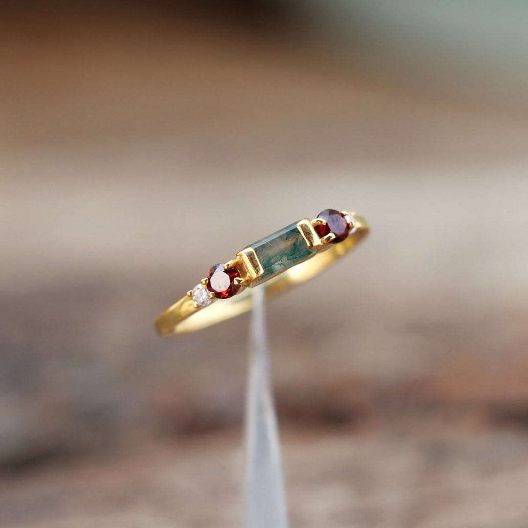 Olivenorma La Bague Symétrie Agate Mousse Rubis - image 4