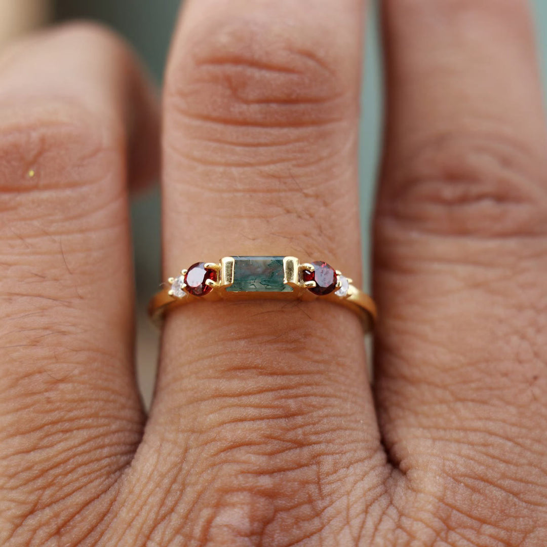 Olivenorma La Bague Symétrie Agate Mousse Rubis - image 1