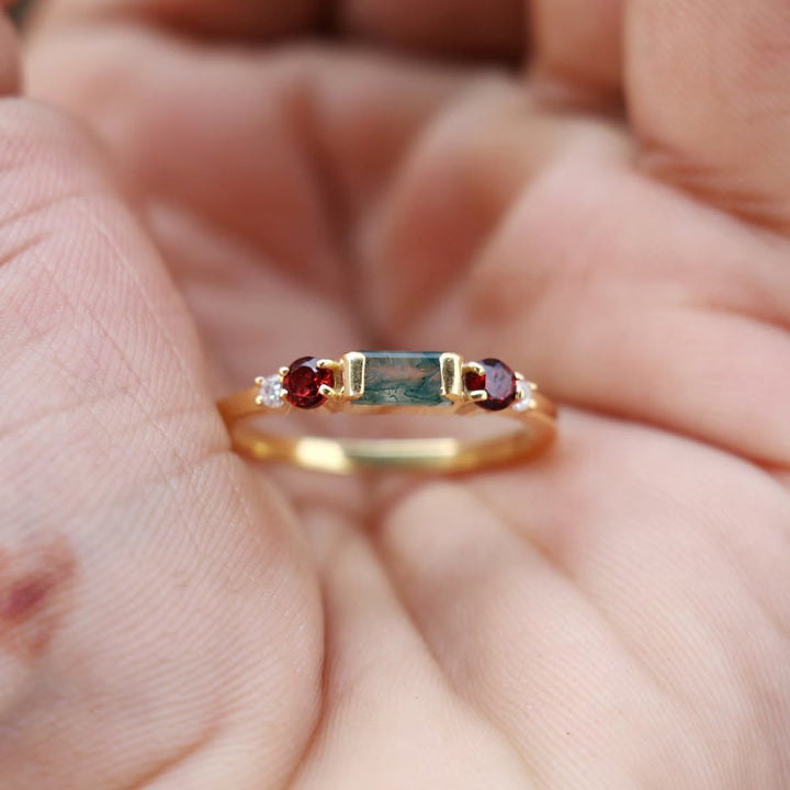 Olivenorma La Bague Symétrie Agate Mousse Rubis - image 2