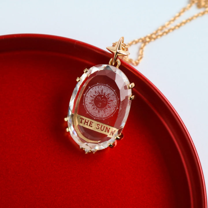 Collier de tarot vintage Olivenorma en cristal transparent avec lune et soleil - image 2