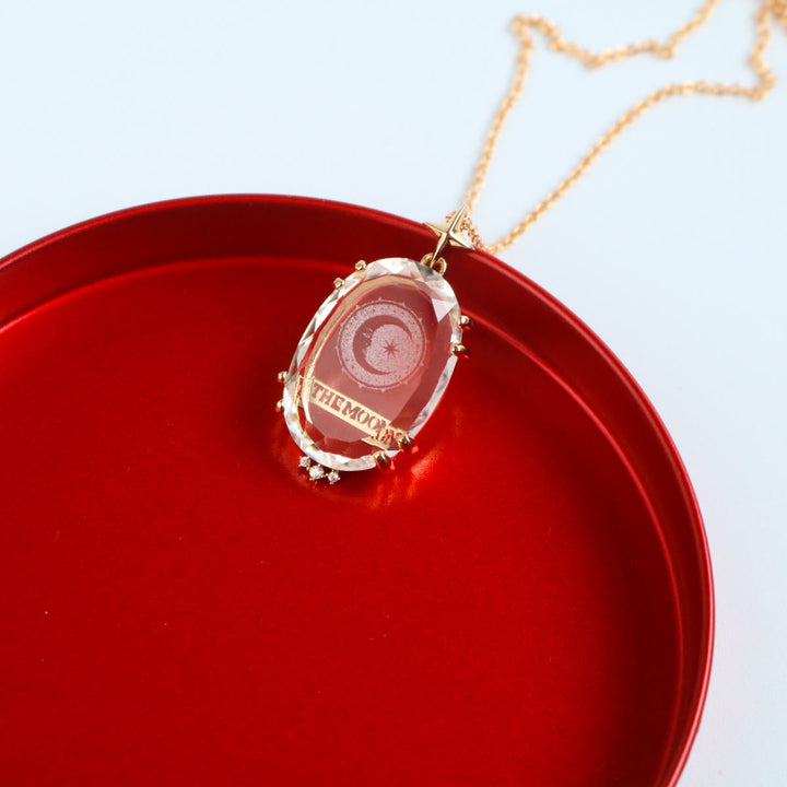 Collier de tarot vintage Olivenorma en cristal transparent avec lune et soleil - LA LUNE - image 4