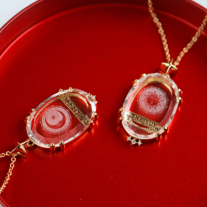 Collier de tarot vintage Olivenorma en cristal transparent avec lune et soleil - image 7
