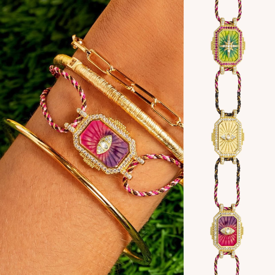 Collier et bracelet tressé Kaléidoscope Tarot Coloré Olivenorma - image 0