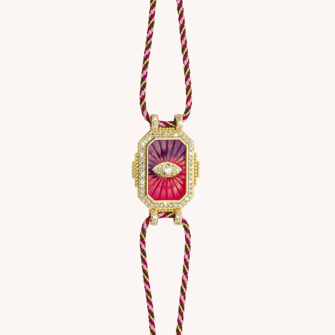 Collier et bracelet tressé Kaléidoscope Tarot Coloré Olivenorma - Bracelet œil violet - image 1