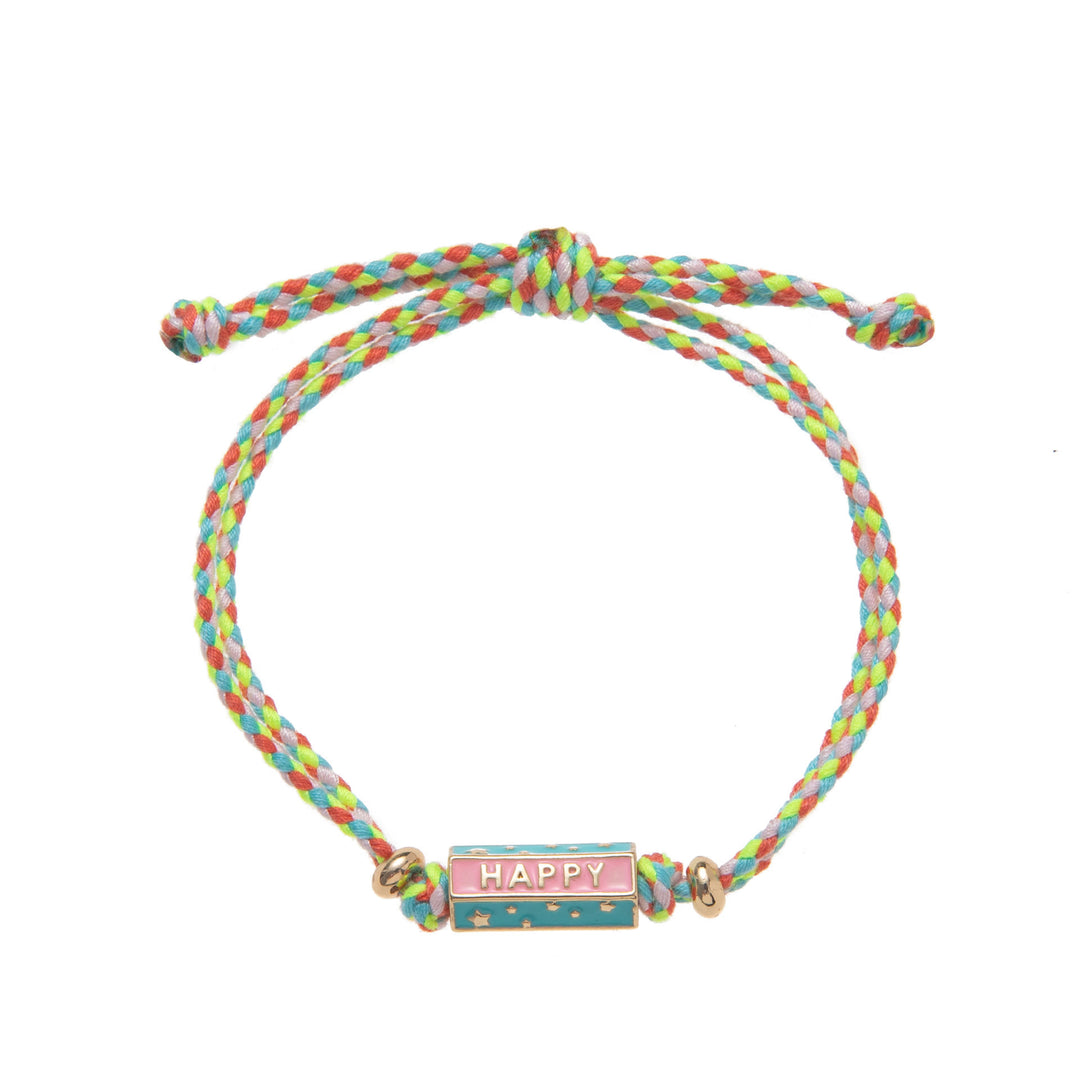 Collier et bracelet en corde tressée avec breloque lettre de tarot tribal Olivenorma - HAPPY - Bracelet - image 2