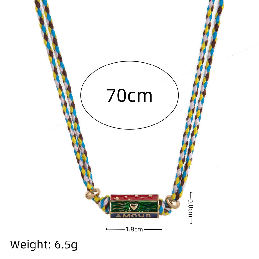 Collier et bracelet en corde tressée avec breloque lettre de tarot tribal Olivenorma - image 9