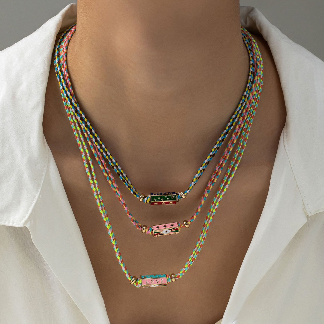 Collier et bracelet en corde tressée avec breloque lettre de tarot tribal Olivenorma - image 12