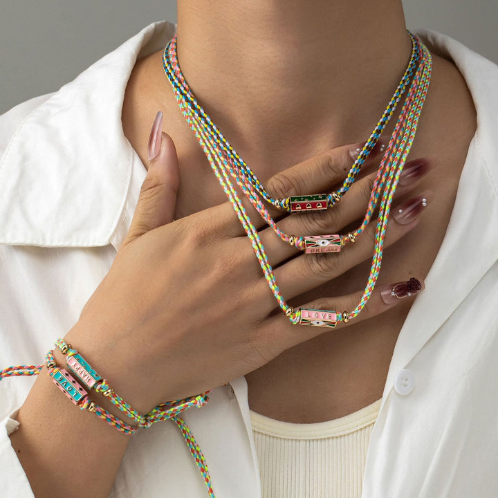 Collier et bracelet en corde tressée avec breloque lettre de tarot tribal Olivenorma - image 10