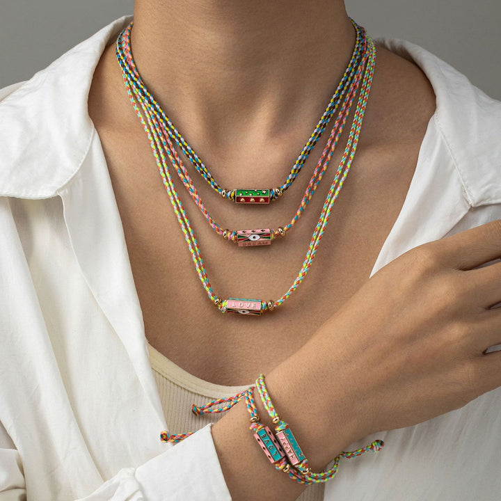 Collier et bracelet en corde tressée avec breloque lettre de tarot tribal Olivenorma - image 11