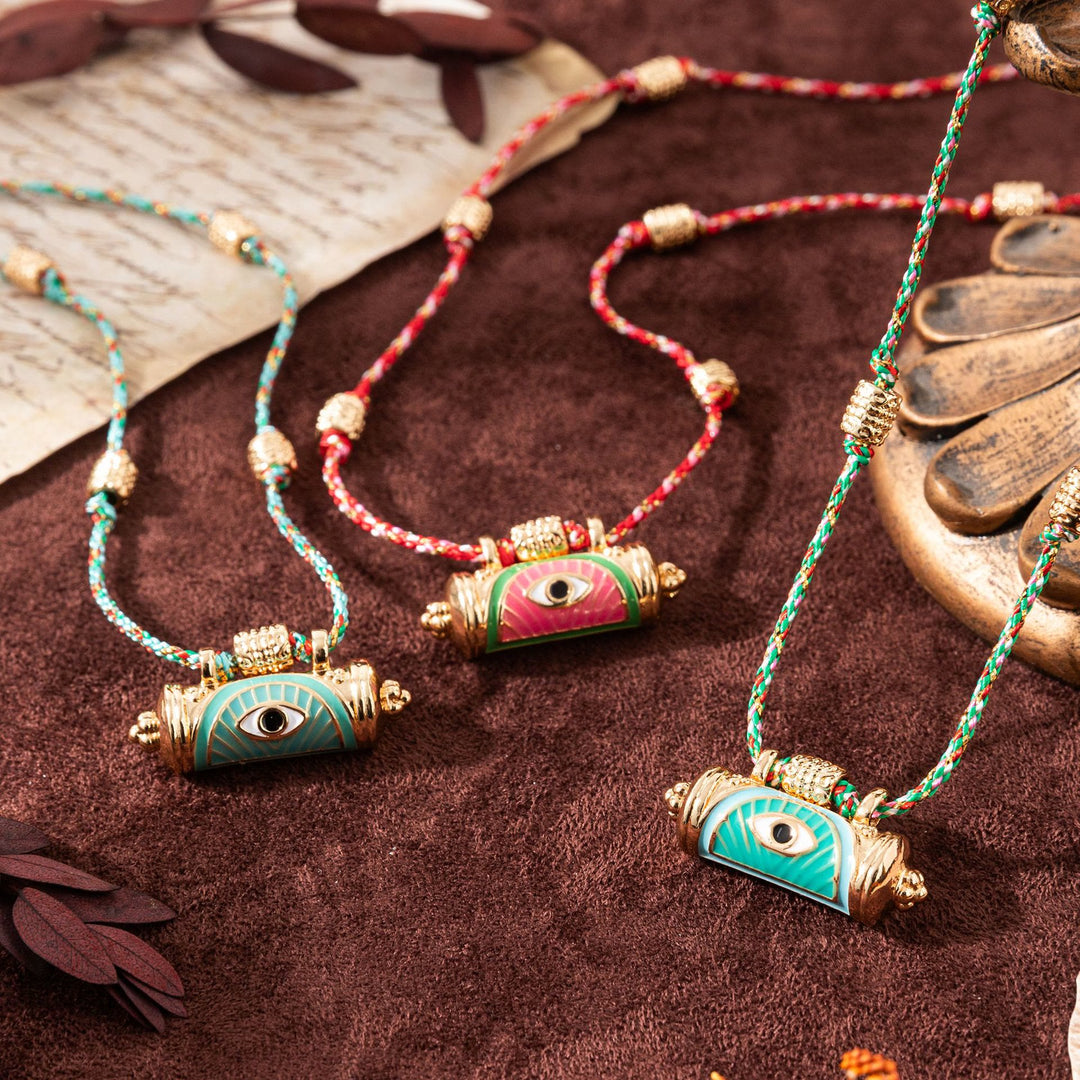 Collier en corde tressée Kaléidoscope avec breloque tribale Olivenorma - image 0
