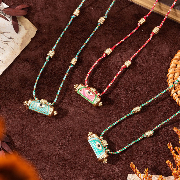 Collier en corde tressée Kaléidoscope avec breloque tribale Olivenorma - image 4