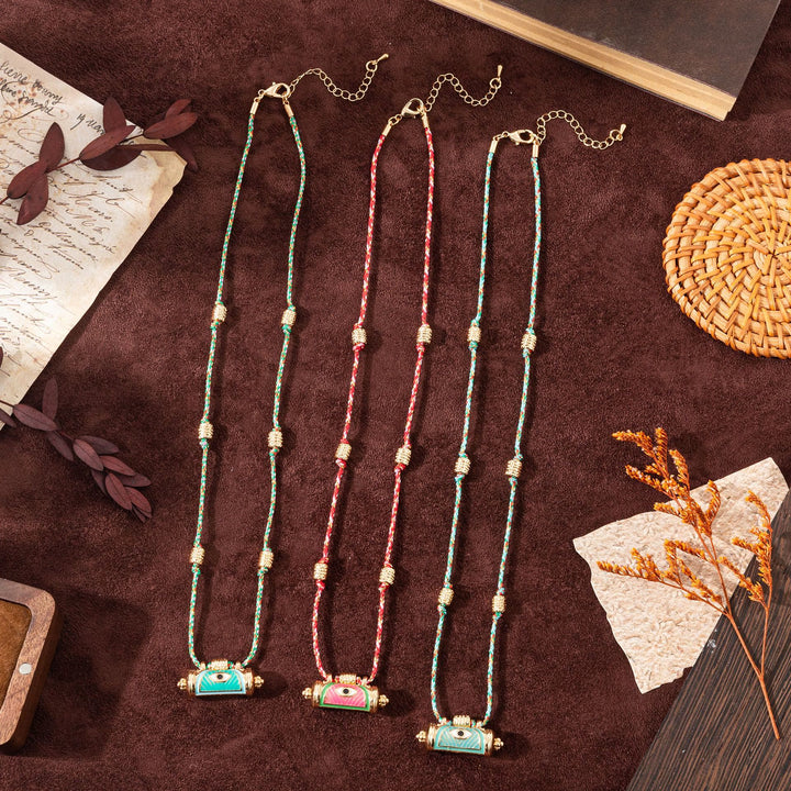 Collier en corde tressée Kaléidoscope avec breloque tribale Olivenorma - image 5