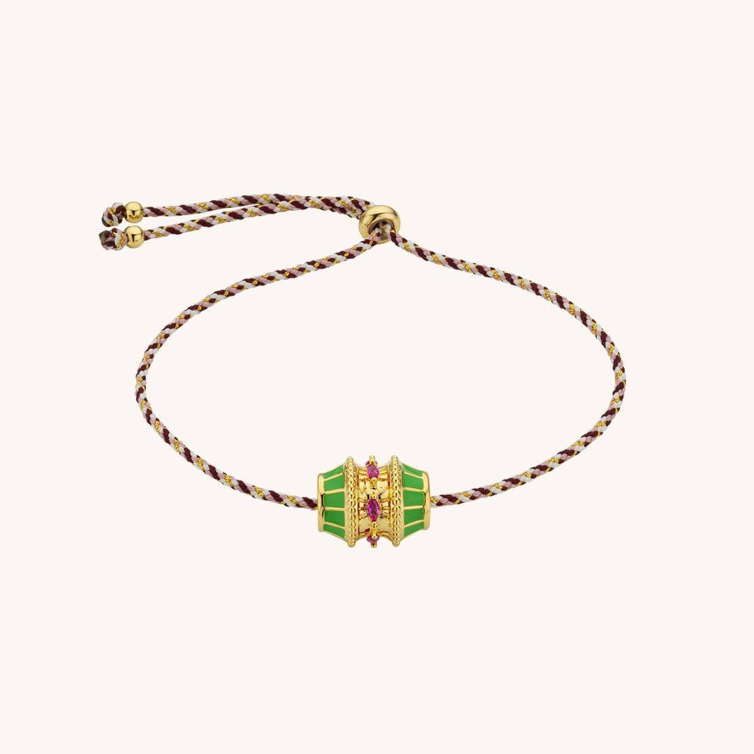 Collier de perles rotatives porte-bonheur Olivenorma et bracelet en corde tressée - Bracelet à breloques vert - image 5