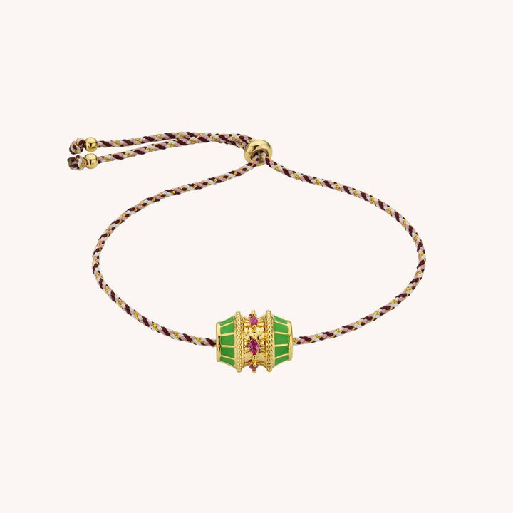 Collier de perles rotatives porte-bonheur Olivenorma et bracelet en corde tressée - Bracelet à breloques vert - image 5