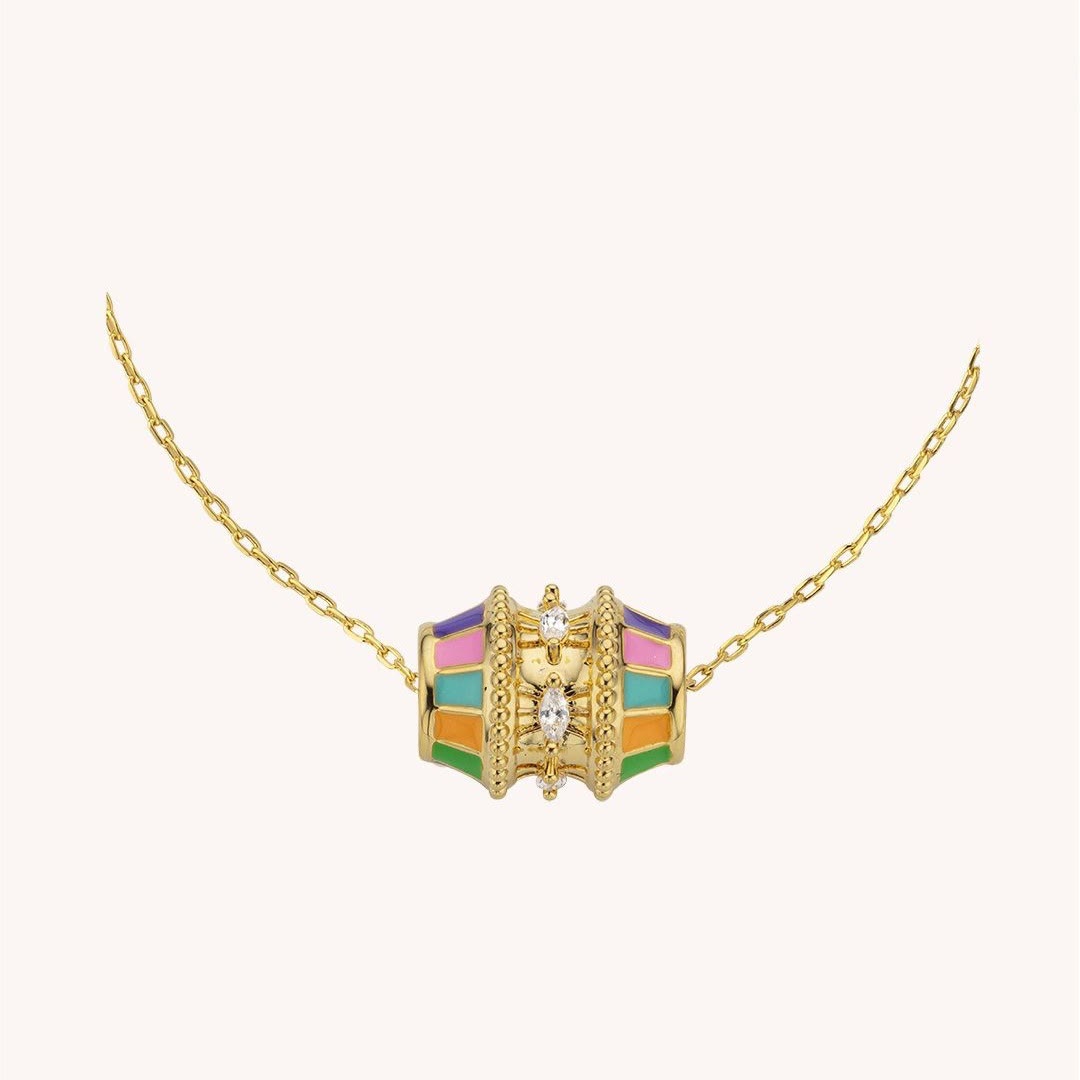 Collier de perles rotatives porte-bonheur Olivenorma et bracelet en corde tressée - Collier à breloques arc-en-ciel - image 1