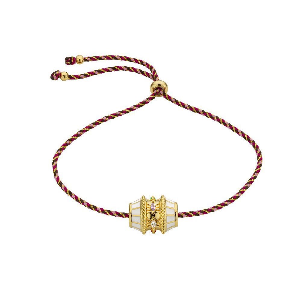 Collier de perles rotatives porte-bonheur Olivenorma et bracelet en corde tressée - Bracelet à breloques blanc - image 6