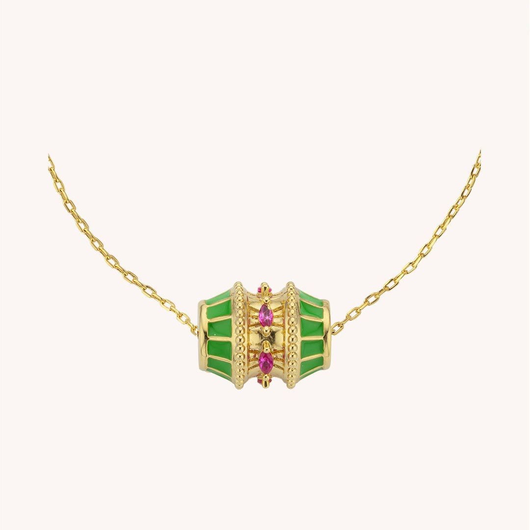 Collier de perles rotatives porte-bonheur Olivenorma et bracelet en corde tressée - Collier à breloques vertes - image 2