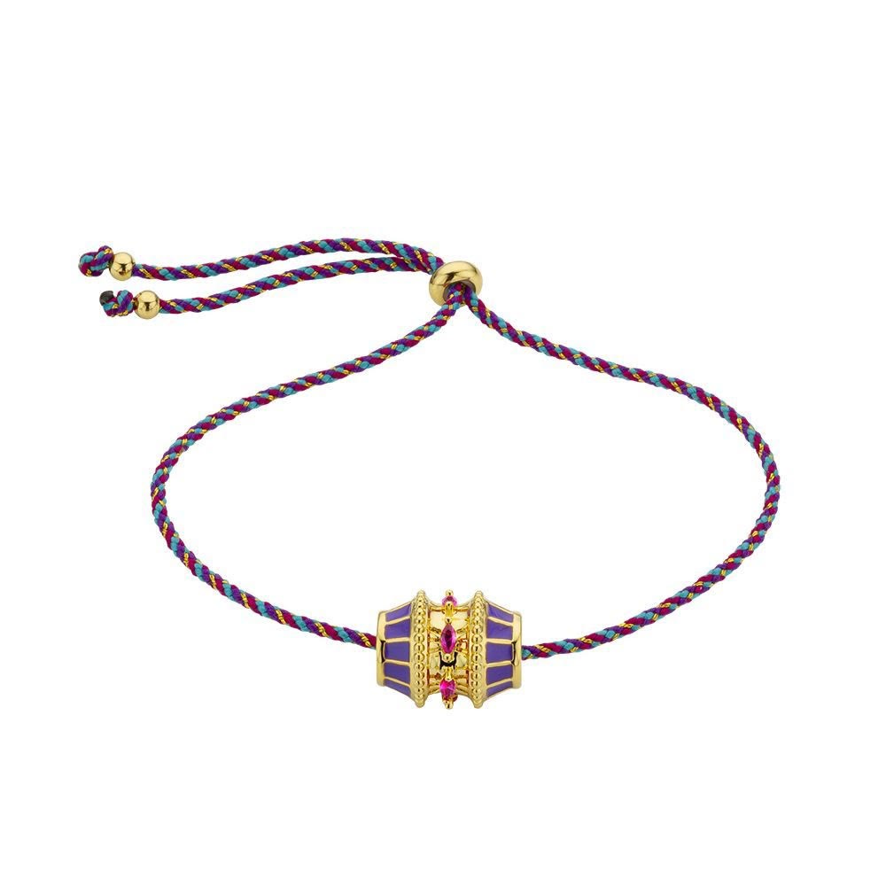 Collier de perles rotatives porte-bonheur Olivenorma et bracelet en corde tressée - Bracelet à breloques violet - image 7